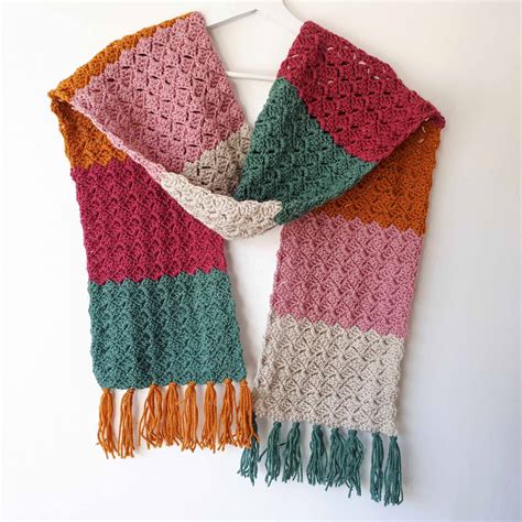 Crochet Color Block Scarf Easy Free Pattern Annie Design Crochet