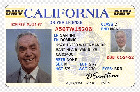 California Drivers License Dominic Santini Driving Drivers License