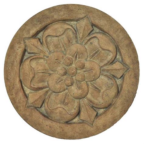 Mpg 18 In Round Cast Stone Large Floral Stepping Stone