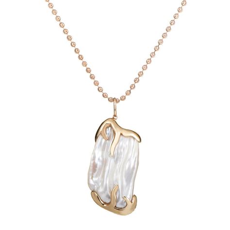Explore novica's pearl necklaces collection. Baroque Pearl Diamond Rose Gold Pendant Necklace at 1stdibs