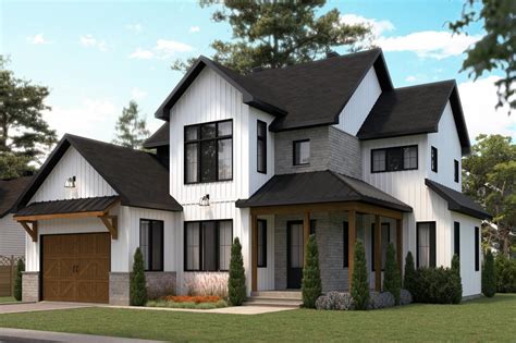 Two Story Modern Farmhouse Plan With Home Office And Laundry Chute