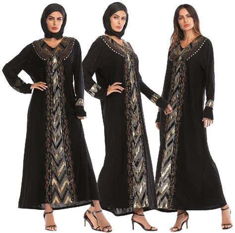Muslim Women Maxi Dress Abaya Jilbab Islamic Party Cocktail Long Sleeve
