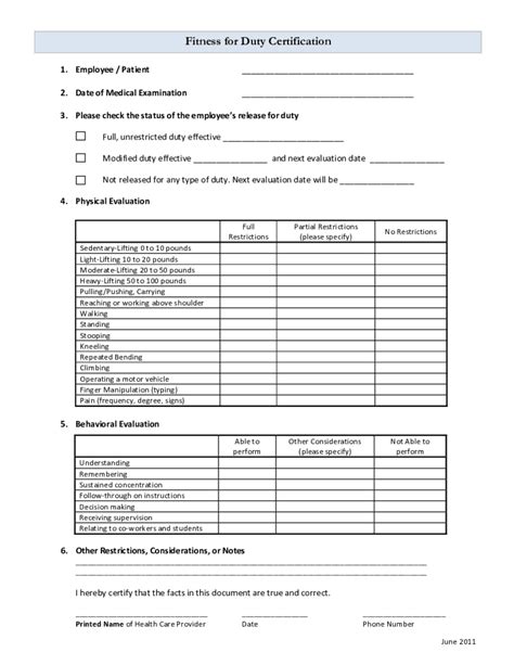 Quick Fit For Duty Evaluation Form Fill Out