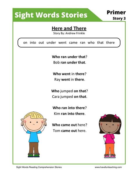 This Reading Comprehension Worksheet Here And There Is For Teaching