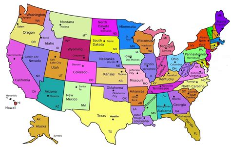 Karte Bundesstaaten Usa