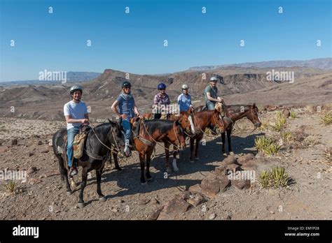 Horseback Riding In Big Bend Ranch State Park Texas Usa Stock Photo