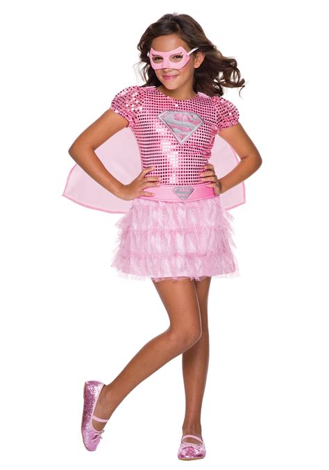 Girls Pink Supergirl Sequin Tutu Costume