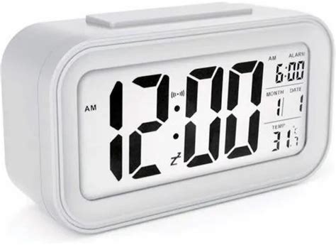 Rectangular White Digital Alarm Table Clock With Snooze Button At Rs