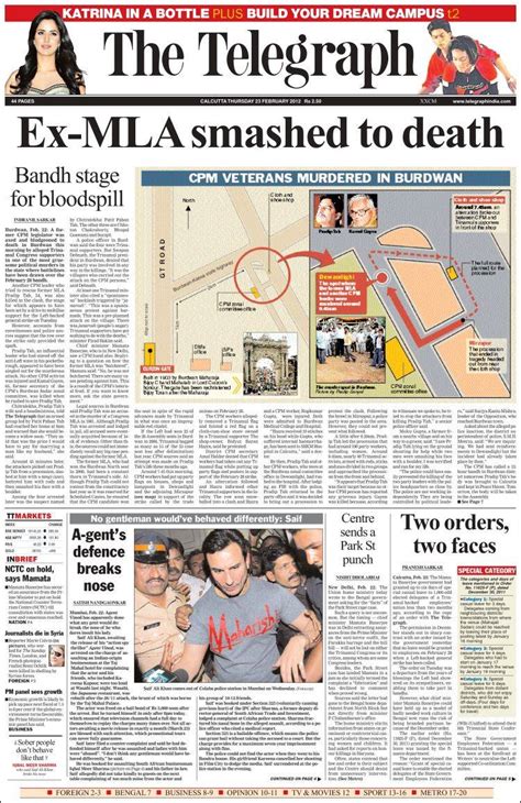 Newspaper The Telegraph India India Newspapers In India Thursday S Edition February 23 Of