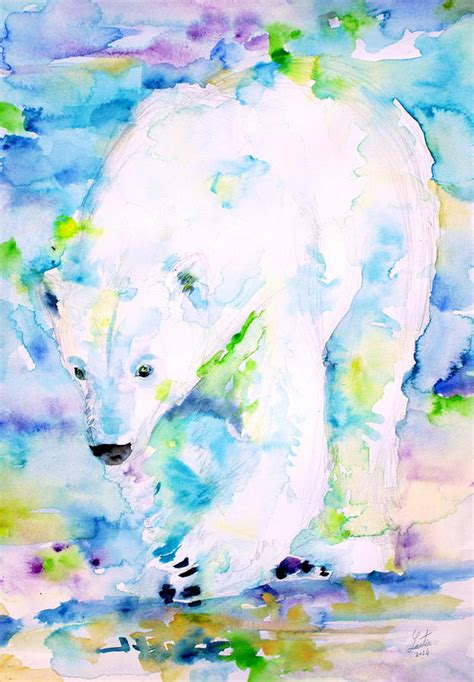 Polar Bear Watercolor Portrait Painting By Fabrizio Cassetta Fine