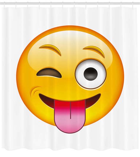 Emoji Shower Curtain Cartoon Like Technologic Smiley Flirty Sarcastic