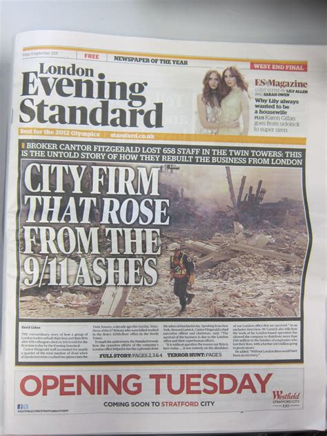 Utopiadystopia Newspaper London Evening Standard September 9th