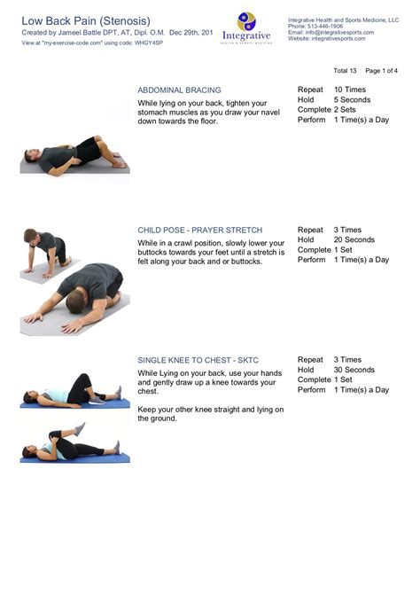 Exercise Program For Low Back Pain Spinal Stenosis Integrative