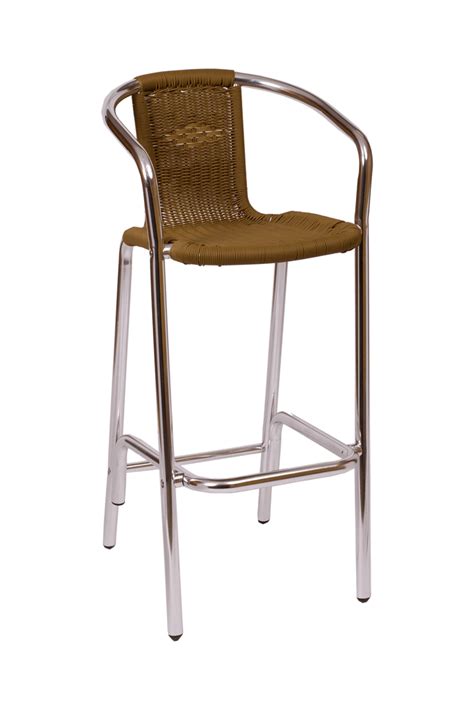 Outdoor wicker bar stools, set of 2. Madrid Tan Arm Synthetic Wicker / Outdoor Aluminum Bar ...