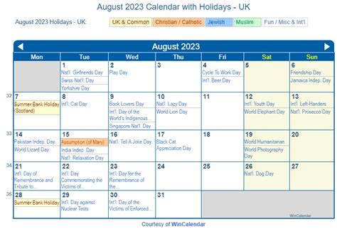 Print Friendly August 2023 Uk Calendar For Printing