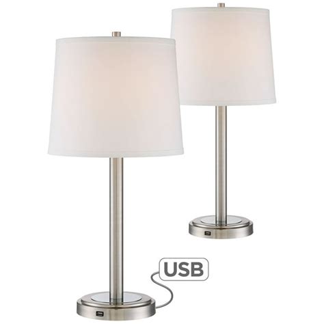 360 Lighting Modern Table Lamps Set Of 2 With Hotel Style Usb Charging