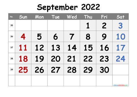 Free September 2022 Calendar Printable Pdf And Image