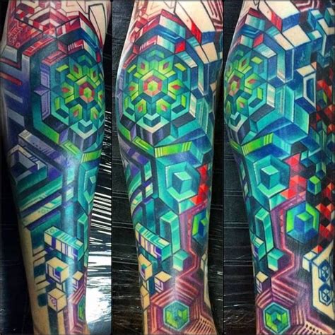 Abstract Geometric Tattoos On The Leg Artista Tatuador Mike Cole