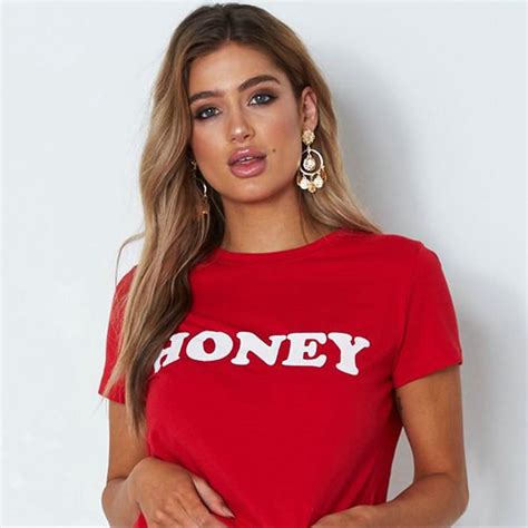 Fashion Women Short Sleeve Letters Print T Shirt Sexy Casual Top Blouse Uygun Fiyatlı Satın Alın