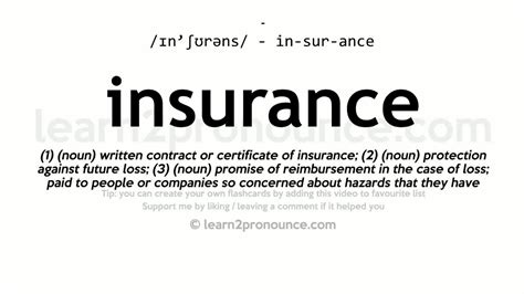 Home insurance policies are typically divided into 'all peril' and 'named. Insurance pronunciation and definition - YouTube