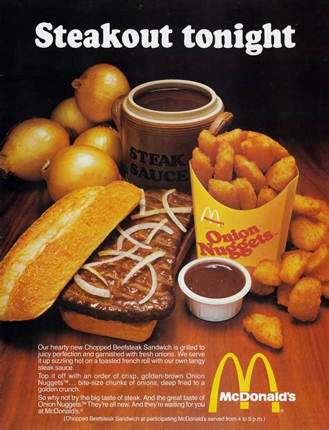 1979 Mcdonalds Chopped Beefsteak Sandwich And Onion Nuggets