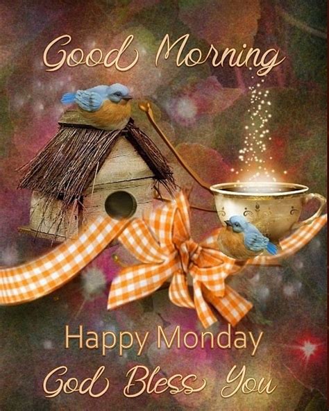Bird On Birdhouse Good Morning Happy Monday Blessing Pictures