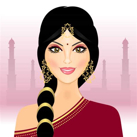 Clip Art Of A Beautiful Young Indian Married Woman Smiling