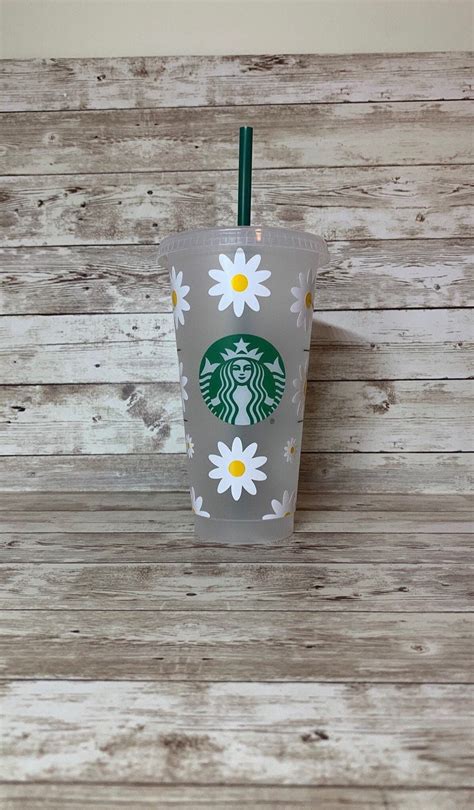 Reusable Floral Daisy Starbucks Cup Starbucks Venti Cold Cup Etsy