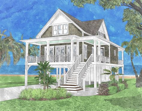 Coastal Home Plans On Stilts Abalina Beach Cottage
