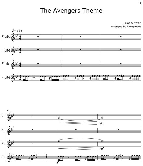 The Avengers Theme Sheet Music For Flute