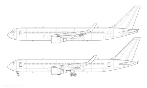 Boeing 767 300 Blank Illustration Templates Including Freighter