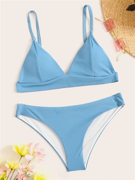 Seam Detail Triangle Bikini Set Triangle Bikini Set Bikinis Bikini Set Hot Sex Picture