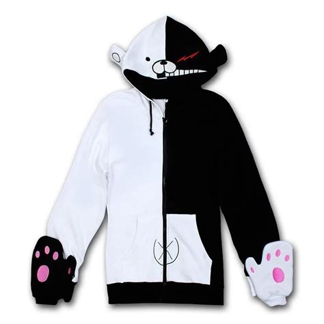 Dangan Ronpa Monobear Monokuma Black And White Bear Cosplay Hoodie Jacket