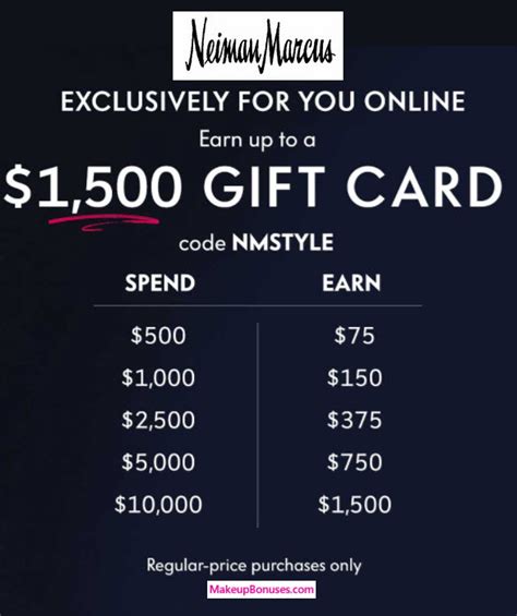 No, neiman marcus credit card does not come with an introductory apr offer for balance visit the neiman marcus credit card website. Neiman Marcus BONUS Gift Cards + GWPs - Makeup Bonuses