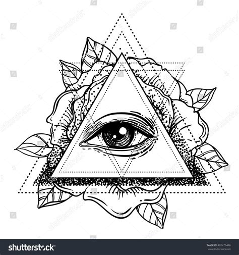 Geometric Illuminati Tattoo Stencil