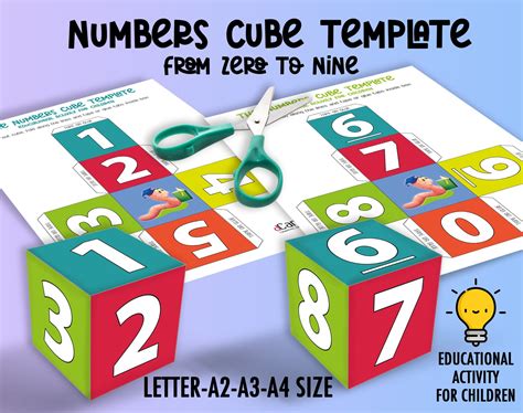 The Numbers Cube Papercraft Printable Template Educational Etsy
