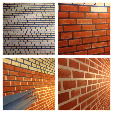 Make Your Fake Brick Wall Just By Using Blue Tape And Paint Painted