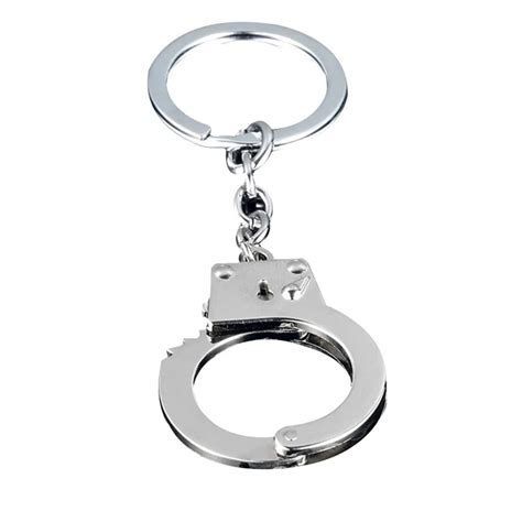 Funny Mini Size Alloy Handcuffs Key Chains Creative Simulation Fake