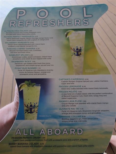 Royal Caribbean Pool Bar Menu Prices Included Galveston Cruise Tips