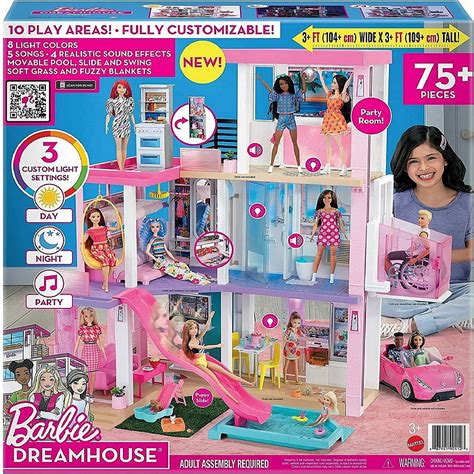 Barbie Dreamhouse 3 Story Dollhouse Playset With Pool And Slide 75 Pieces