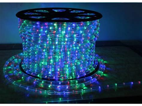 Jcl 66ft Spool 2 Wire Round Led Rope Lights Rgb Multi Color Red Green