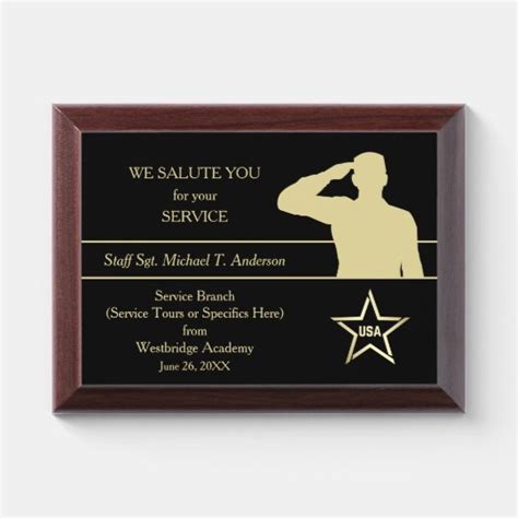 Gold Military Thank You Award Plaque Uk