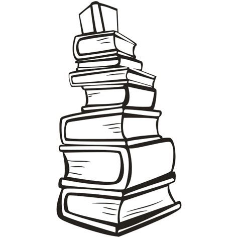 Stacked Books Clip Art Black And White