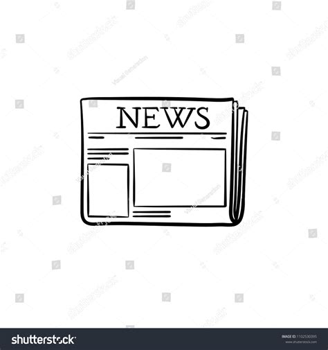 Fresh Newspaper Hand Drawn Outline Doodle Stock Vector Royalty Free