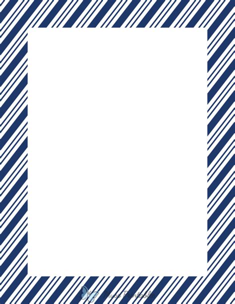 Printable Navy Blue And White Peppermint Stripe Page Border