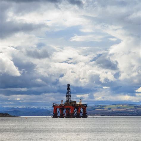 Semi Submersible Oil Rig At Cromarty Firth Stock Photo Image Of