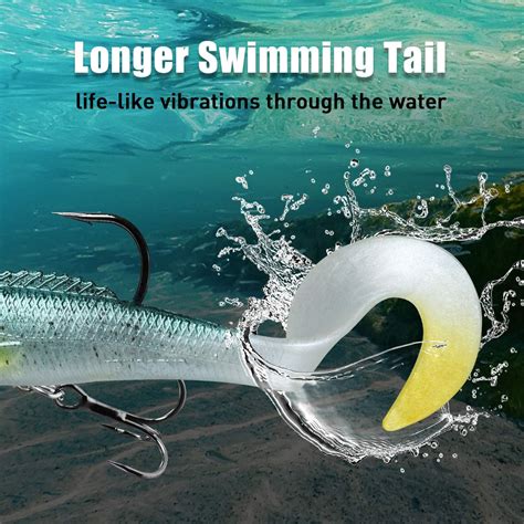 Truscend Pre Rigged Jig Head Soft Fishing Lures Paddle Tail Swimbait