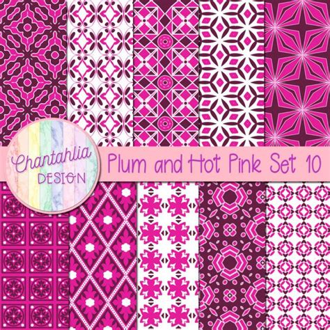 Free Plum And Hot Pink Digital Papers With Patterned Designs Digital