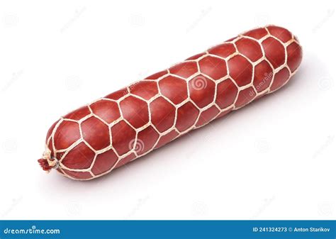Whole Smoked Sausage In String Net Stock Image Image Of Cotton Beef