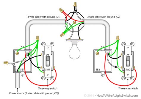 Single Light Between 3 Way Switches Power Via Switch How To Wire A